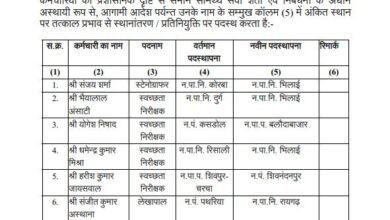 नगरीय प्रशासन विभाग में 100 अधिकारियों-कर्मचारियों के तबादले