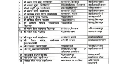 जिले में तहसीलदार-नायब तहसीलदारों के तबादले, कलेक्टर ने जारी किया आदेश, देखें सूची।